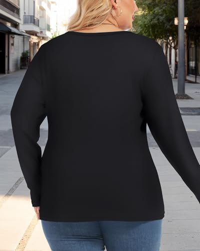Womens Plus Size Tops Basic Long Sleeve Shirts Crew Neck T Shirt Fall Outfits Loose Fit Casual Blouses4