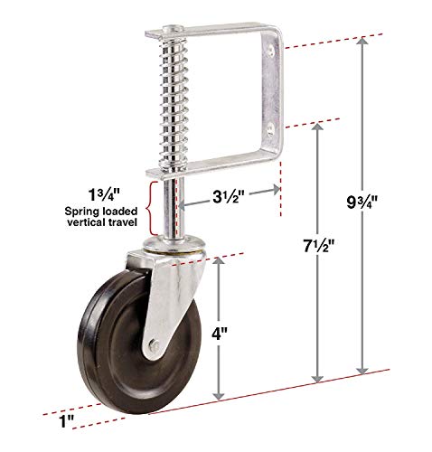 Hard Rubber Spring Gate Caster with Universal Mount, 5-Inch Wheel, 220-lb Load Capacity, Black, 4-Inch & 5-Inch 2 PK (4-Inch)