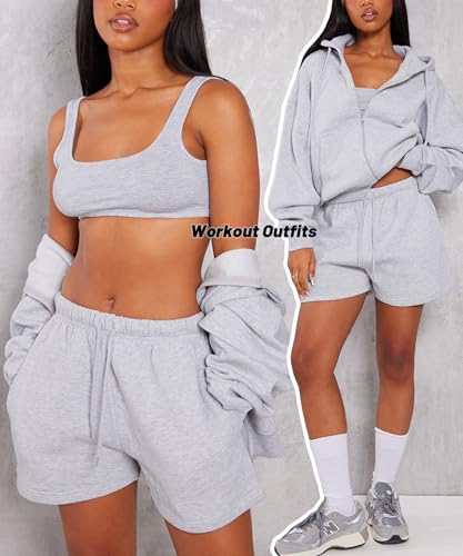 Coloquin Womens Sweat Jogger Shorts High Waist Lounge Gym Workout Running Shorts with Pockets - Image 6