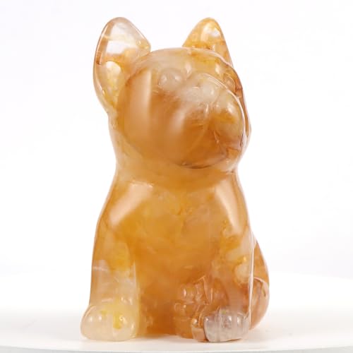 Estatua Bulldog Francés de Cristal Natural 2 Pulgadas