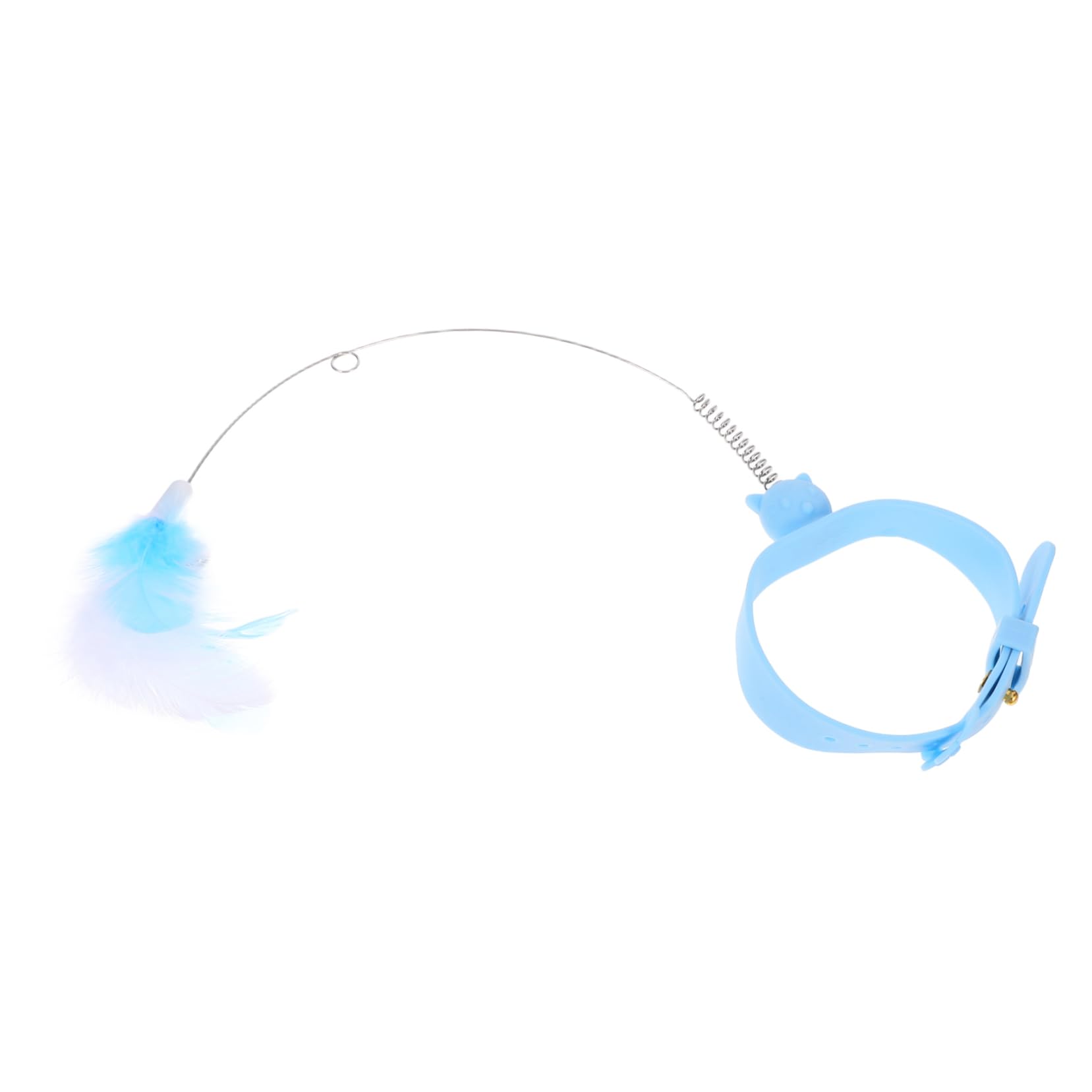 COLLBATH Adjustable Cat Collar Teasing Wand Silicone Stick Pet Teasing Toys Interactive Cat Toy Wand Blue