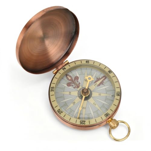 Vintage Taschenuhr Metall Kompass, Vintage Kompass Taschenuhr aus Messing Outdoor-Kompass für Camping, Wandern, Survival