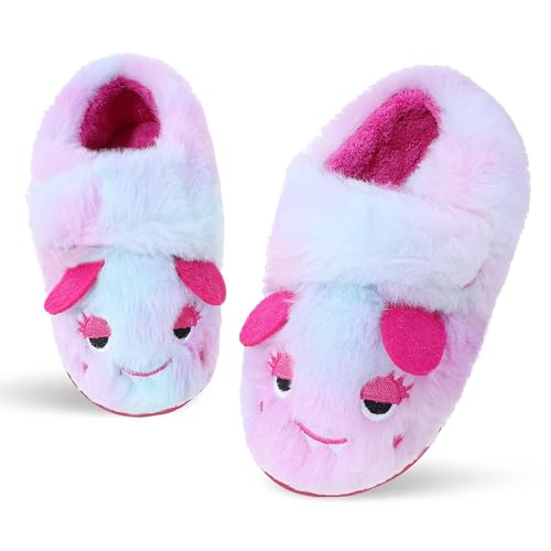 MIXIN Girls Slippers for Kids Memory Foam Slippers for Toddler House Warm Children Indoor Outdoor Shoes Pink 8-9
