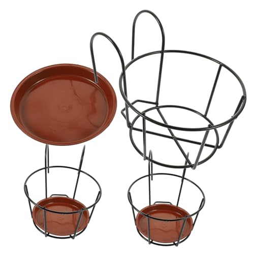 Abaodam 3 Sets Hanging Flower Pot Rack Hanging Flower Pot Outdoor Planter Plant Stand Outdoor Plant Floral Rack Shelf Storage Shelves Flowerpot Stand Flowerpot Holder Red Iron