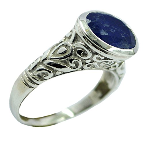 Bague Lapis Lazuli véritable ajustable en argent 925 de taille H à Z - 5