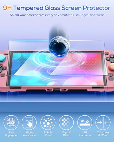 Image of FYOUNG Upgrade Switch 2 Protective Case&Screen Protector Set, Dockable Cute Cover Hard Shell Skin for Nintendo Switch 2 Console Accessories,Travel-Friendly,Kickstand Cutout(Pink, for Switch 2 7.9inch)