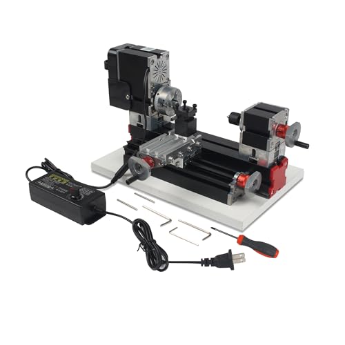 CNCTOPBAOS 60W Mini Lathe 12000rpm,All-Metal Power Micro Lathe Machine Tool for Hobbyist Woodworking Craft,Miniature Rotating Lathe with 3 Jaw Chuck 100‑240V