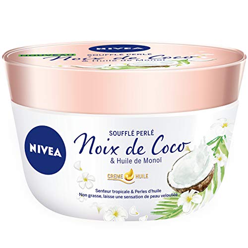 NIVEA - Crema all’Olio soffiato Perlato con vasetto di Noce di Cocco/Olio di Monoï 200 ml – Set di 4