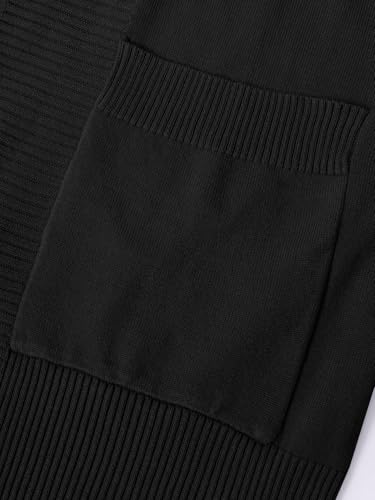 Image of Womens Open Front Cardigan Sweaters Oversized Long Sleeve Two Pockets Loose Solid Knit Sweaters