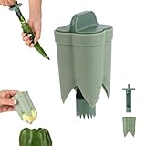 2pcs Pepper Corer, 4.45x2.2x2.2in/11.3x5.6x5.6cm ABS Material Pepper Deseeder 2 in1 Fruit Corer Cutter Kitchen Essential for Kitchen Home Family Camping(Green)