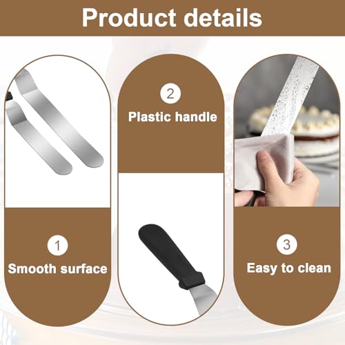 Set of 2 Cake Palette Knives - Stainless Steel Icing Spatula for Cake Decorating with 15cm and 20cm Blades for Pastry and Baking - Image 3