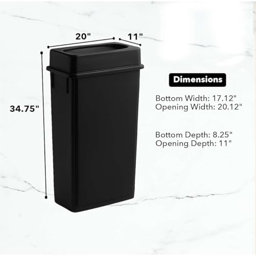 Image of 23 Gallon Slim Rectangular Garbage Can with Lid - Black