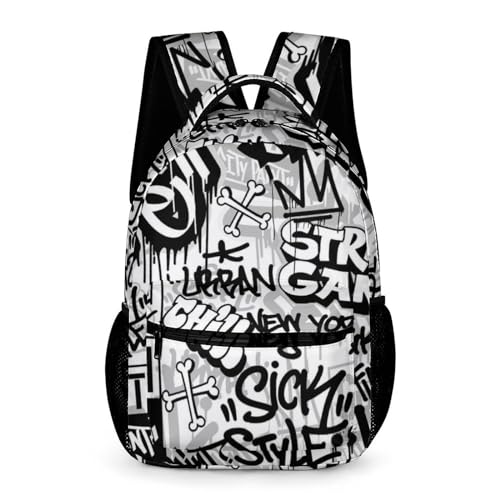 Dalicoter Mochila Hip-Hop Graffiti para Escola, Mochila Casual, Mochila de Viagem para Laptop para Meninos e Meninas, Graffiti 3, 12.6' x 6' x 16.2', Mochilas Daypack