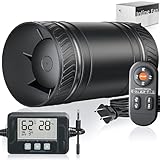 MOCINE ダクトファン リモコン付き 静音 3段階風量 温湿度を自動感知 タイマー 【スマート家電】パイプファン 長寿命 純銅モータ デュアルボールベアリング 温度上昇60K 植物/養殖/温室用 除湿 乾燥 空気循環 水耕栽培 キャンピングカー 塗装ブース 100mm/P128