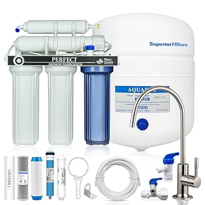 SUPERIOR FILTERS 5-Stage Reverse Osmosis Water Filter System - 75 GPD RO Drinking Water Purifier with Auto Shut-Off Leak Detector - High-Efficiency Home Filter for Removing 1000+ Contaminants,