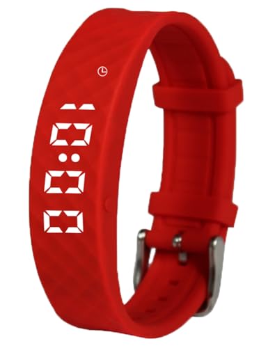e-vibra Potty Training Watch - Rechargeable Silent Vibrating Alarm Wristband - Medical Reminder Watch - with Timer and 15 Daily Alarms (Red-Large)