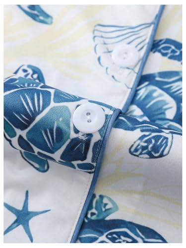 WDIRARA Women's 2 Piece Sea Turtle Graphic Pajama Set Button Down Short Sleeve Shorts Loungewear Pjs Sets4
