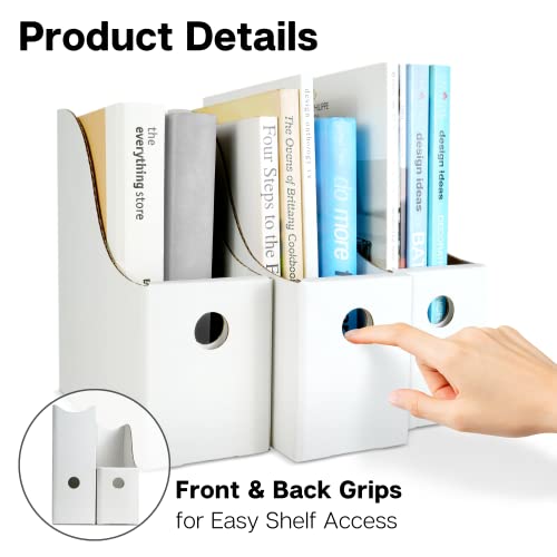 Dunwell MAGZFL-WHT White Magazine File Holder (2 Pack) - Sturdy Cardboard Magazine Holder, Vertical File Folder Holder, Magazine Holder For Desk, Shelves, Office Or Classroom Book Organizer thumb #2