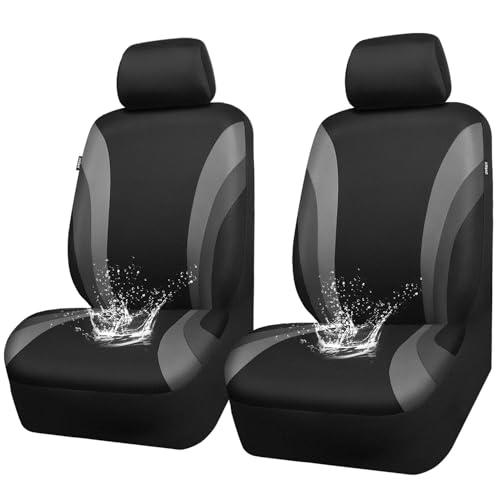 Image of CAR PASS EVA Waterproof Car Seat Covers Front Seats,Gray Two Front Seat Covers,Airbag Compatible,Automotive Seat Covers Universal Fit Sedans,Cars,Vans,SUVs,Trucks (Black and Gray)