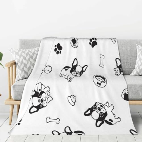 LfearTesa Jeté de canapé et de Fauteuil, Couvre-lit, Couverture de Voyage, couvertures pour canapés et Lits, Motif Chien Boston Terrier,80