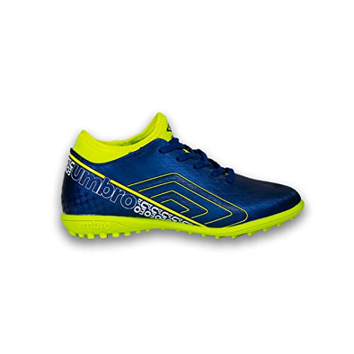 Umbro Spirito Youth Turf Soccer Shoes (Blue/Lime/White, us_Footwear_Size_System, Big_Kid, Men, Numeric, Medium, Numeric_4)