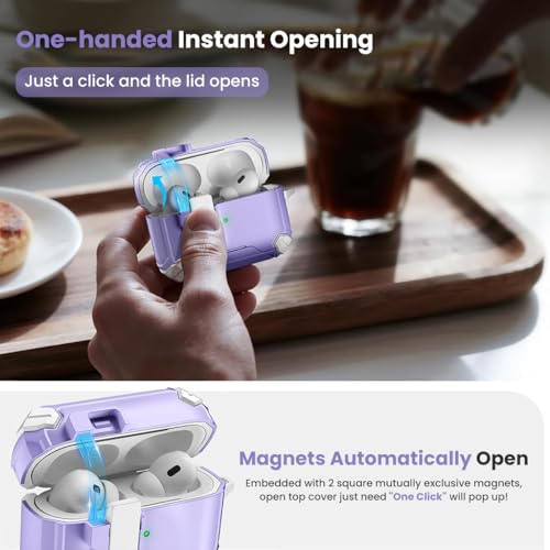 Image of ZORBES Compatible with AirPods Pro 3 Case, Purple TPU Cover with Carabiner | Wireless Charging Support, Secure Lock, Scratch-Resistant TPU, Easy Attachment for Daily Carry