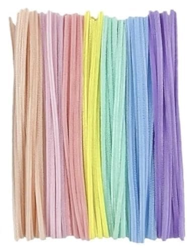100 Pcs Pastel Pipe Cleaners, Fuzzy Chenille Stems, Fuzzy Sticks Pipe Cleaners Craft Supplies for DIY Arts Crafts Project