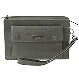 Alpine Swiss Men's Leather Clutch Bag Travel Case Organizer Wallet Gray
