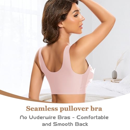 DOCUMO Seamless Bras for Women No Underwire Comfortable Push Up Wireless Bra Mesh Padded Back Smoothing Bra4