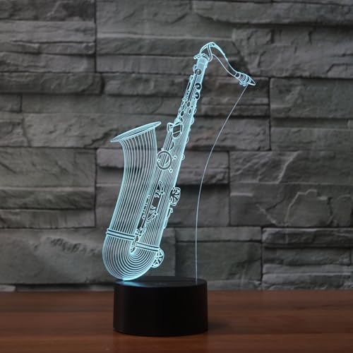 Lámpara de Mesa de Noche Ilusión 3D Saxofón con Control Remoto miniatura 3