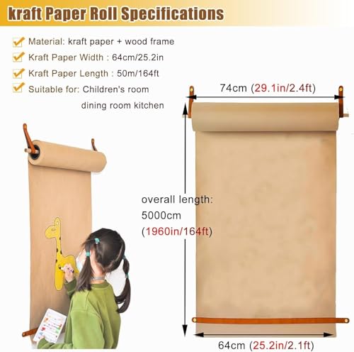 Distributeur de papier kraft mural pour bricolage, bureau et décoration de la maison – Système de rouleau facile pour une utilisation pratique