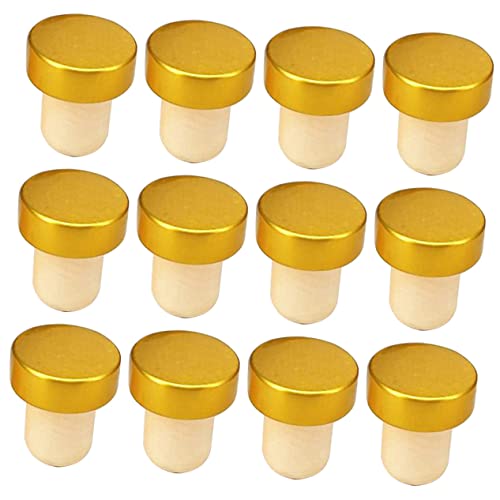 STOBAZA 12pcs Wood Wine Sealer Corks for Wine Bottles T-shape Bottle Stoppers Aluminum Wood Material Seal Freshness