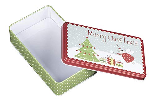 image for Juvale Christmas Tin Gift Box - 2-Set Rectangular Cookie Candy Storage