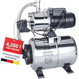 T.I.P. HWW 4500 Circuit d’Eau Domestique Débit de 4350 l/h Hauteur de Refoulement de 50 m Puissance 1200 W Prêt à l'installation par Bouton Cuve de Pression en Inox Capacité 22 L Couleur Argent