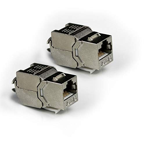 Taikuwu 2 unidades CAT6A blindado Keystone Jack RJ45 Cat 6A Ethernet módulo 500 Mhz 10 GBit/s con carcasa metálica blindada