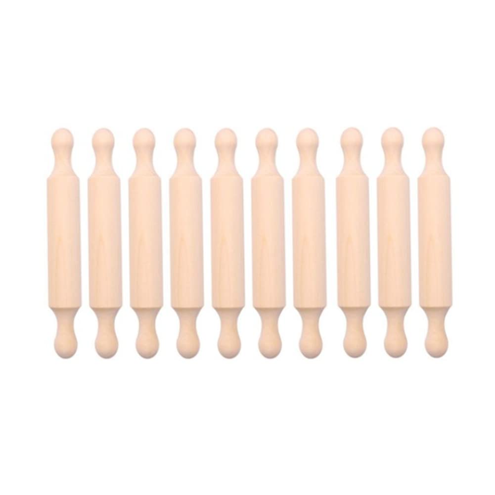 LA BAIESO 7In Wooden Mini Rolling Pin Long Kitchen Baking Small Dough Rolling Pin for Children Fondant Pastry Pizza Crafting 10Pcs