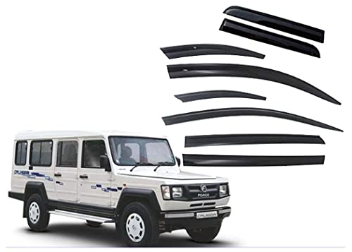 Image of CAR SAAZ Unbreakable Door Visor for Force Trax Cruiser (Set of 8Pcs)|Chrome Lined Wind /Rain Deflector|Stylish & Durable