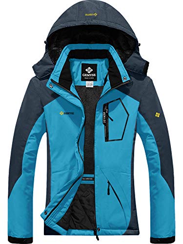 GEMYSE Veste de ski imperméable de ski de montagne pour femme Veste de pluie d'hiver coupe-vent (bleu acide, S)