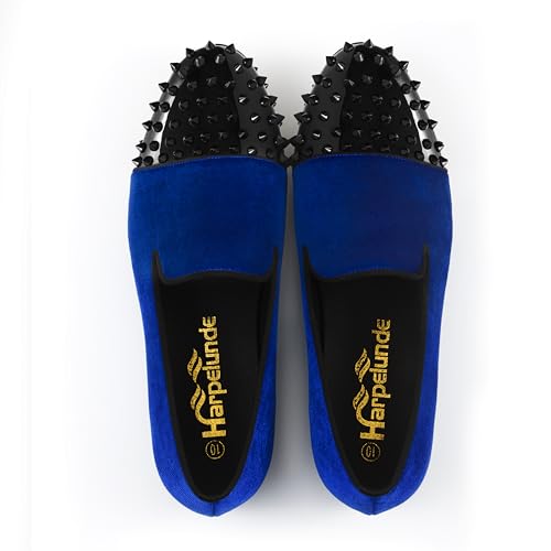 Image of Slip On Men Prom Dress Shoes Spikes Velvet Loafers
