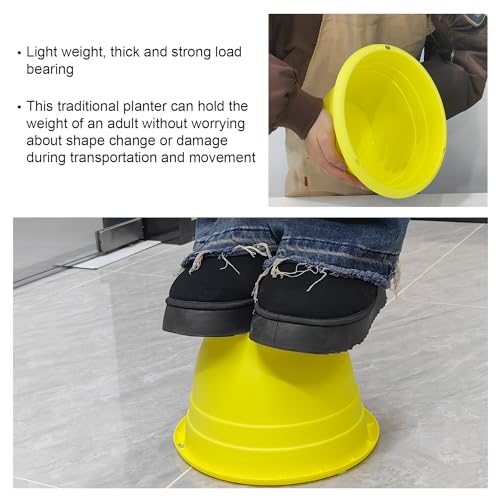 Image of RooTrimmer 10 Inch Plant Pots Set of 5,Lightweight Plastic Planters with Drainage Holes & Plugs,Durable Plant Containers for Indoor Outdoor Houseplants,Flowers,Patio & Garden(Yellow)