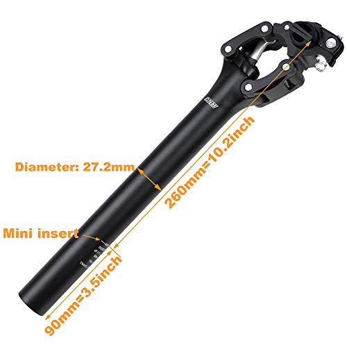 DNM Suspension Mountain MTB Road Bike Bicycle Seatpost Seat Shock Absorber Post - Travel: 20mm Vertical & 15mm Horizontal - Shockstop - 27.2mm x 350mm - Recommended Load Weight 176 to 220 lbs