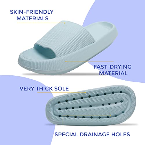 Image of Cloud Slides For Women And Men - Comfy Non Slip Indoors Slippers For Shower Spa Pool College Outdoors Slides - Soft And Cozy Open Toe House Sandals Thick Soles