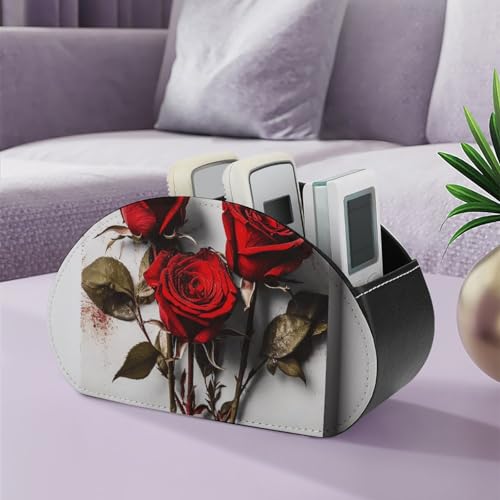 Support de télécommande rose en cuir PU avec 5 compartiments pour contrôleur et média
