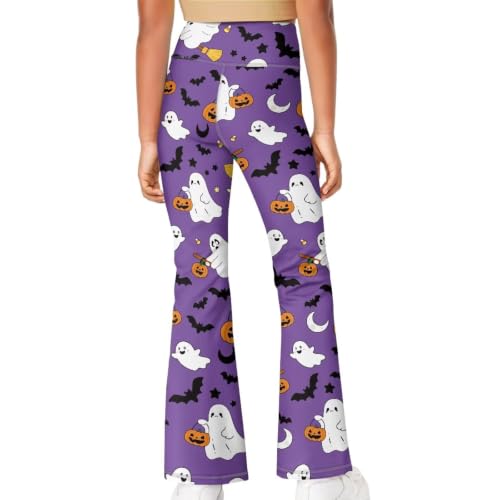 Image of Girls Leggings Floral Print High-Waisted Flared Pants 5-14 Years