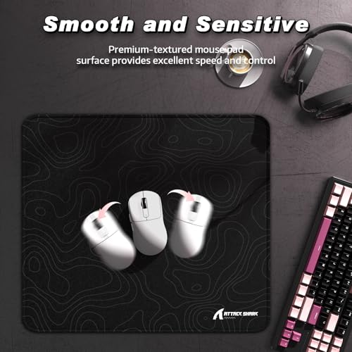 ATTACK SHARK CM02 eSports Gaming Mouse Pad, Wodoodporna Powłoka Duża Podkładka Pod Mysz, Tekstura Drobnego Piasku, Antypoślizgowa Podstawa, 450x400x4MM - Czarny Kontur