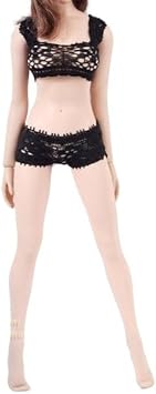 16 Scale Black Lace Vest Underwear Bikini Set for 12" PH TBLeagure Female Body