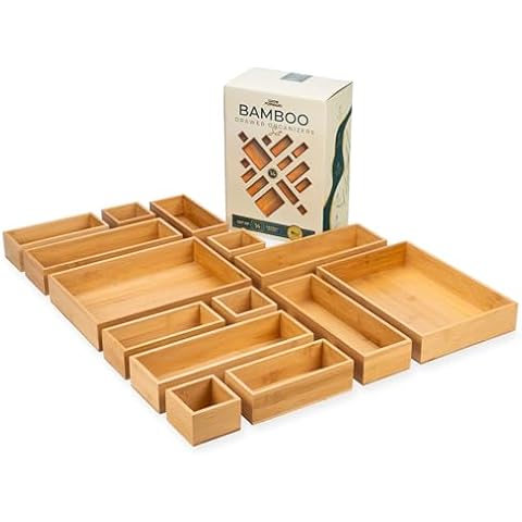 Grow Forward Bamboo Drawer Organizers - Set of 14 Cover