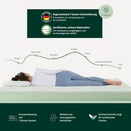 Zinus Matratze 90x200 cm H2/H3-11 cm Höhe - Ergonomische Kaltschaummatratze 90x200 cm - Rollmatratze Mittlerer Härtegrad - Oeko-TEX Zertifiziert - Nach Deutschen Standards gefertigt