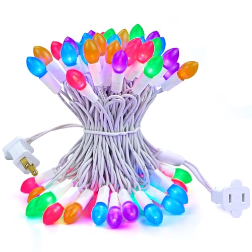 BOHON Easter Lights String 50 LED 17FT Multi Color Christmas Lights White Wire Pastel String Lights Plug in for Bedroom  - Detailed View