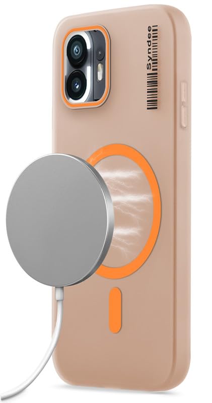 Mr. Case Back Cover for Nothing Phone 2 Sleek Frosted Translucent Back | Only Compatible with Wireless Magnetic Accessories | Anti-Scratch Shockproof Phone Case – Orange